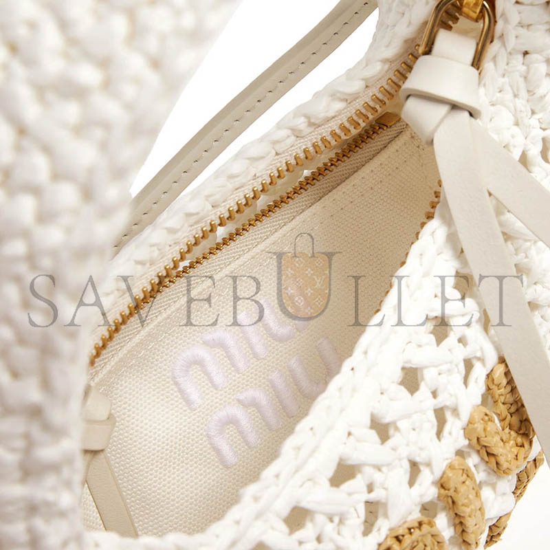 MIU MIU WANDER RAFFIA HOBO BAG 5BC125 (20*17*6cm)